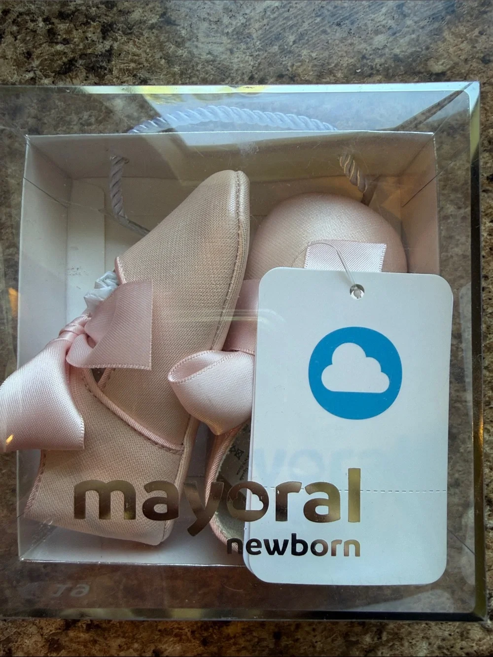 Mayoral Baby Walker Satin Bow Soft Pink Booties size 19 NWT